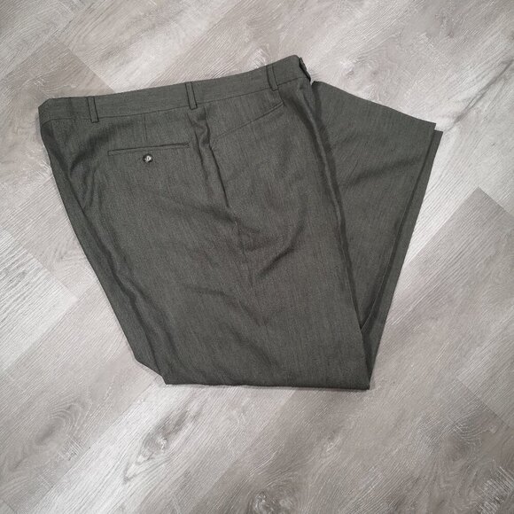 Cricketeer Men's Flat Front Olive Green 35% Wool Made in Canada Dress Pants - Picture 8 of 11
